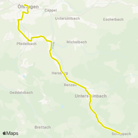  Heilbronner · Hohenloher · Haller Nahverkehr GmbH Öhringen - Pfedelbach - Oberohrn - Untersteinbach - Schuppach map