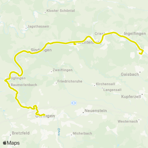  Heilbronner · Hohenloher · Haller Nahverkehr GmbH Öhringen - Baumerlenbach - Forchtenberg - Niedernhall - Künzelsau map
