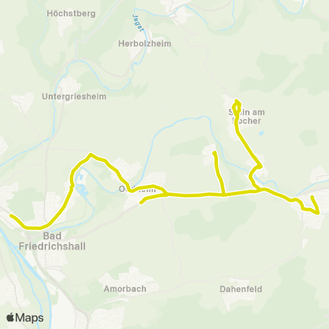  Heilbronner · Hohenloher · Haller Nahverkehr GmbH Neuenstadt a.K. - Degmarn - Oedheim - Bad Friedrichshall map