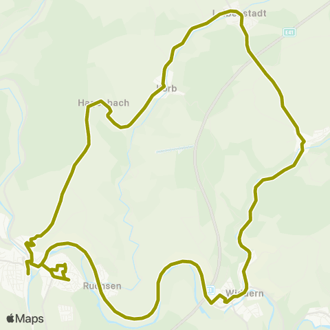  Heilbronner · Hohenloher · Haller Nahverkehr GmbH Möckmühl - Widdern - Unterkessach - Leibenstadt - Korb - Möckmühl map