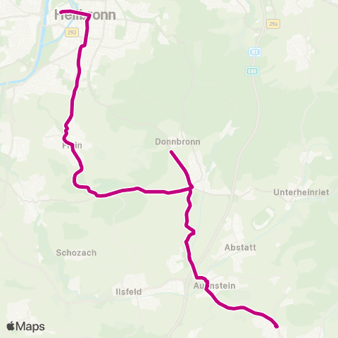  Heilbronner · Hohenloher · Haller Nahverkehr GmbH Beilstein - Auenstein - Untergruppenbach - Heilbronn map