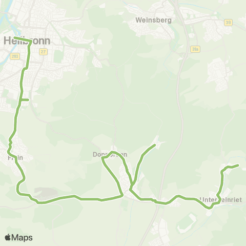  Heilbronner · Hohenloher · Haller Nahverkehr GmbH Ilsfeld / Oberheinriet - Untergruppenbach - Heilbronn map