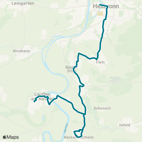  Heilbronner · Hohenloher · Haller Nahverkehr GmbH Lauffen(N) - Neckarwestheim - Talheim - Flein - Heilbronn map
