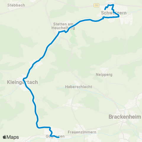  Heilbronner · Hohenloher · Haller Nahverkehr GmbH Schwaigern - Stetten - Niederhofen - Kleingartach ( - Michelbach) map