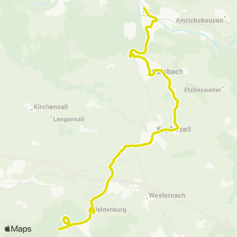  Heilbronner · Hohenloher · Haller Nahverkehr GmbH Künzelsau - Gaisbach - Haag - Kupferzell - Waldenburg Bf map
