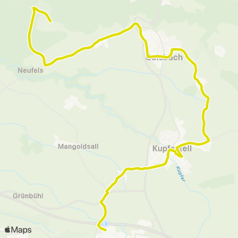  Heilbronner · Hohenloher · Haller Nahverkehr GmbH Waldzimmern - Neufels - Gaisbach - Haag - Kupferzell - Waldenburg Bf. map