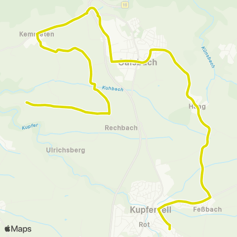  Heilbronner · Hohenloher · Haller Nahverkehr GmbH Kupferzell - Gaisbach - Rechbach - Kemmeten map