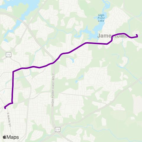 High Point Transit GTCC / Jamestown map
