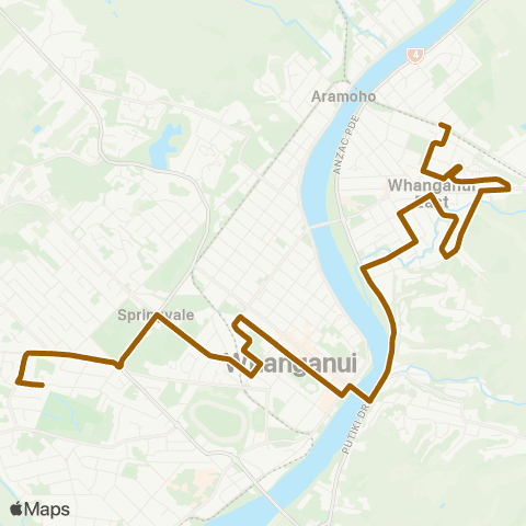 Horizons Regional Council Whanganui East via Ikitara Rd map