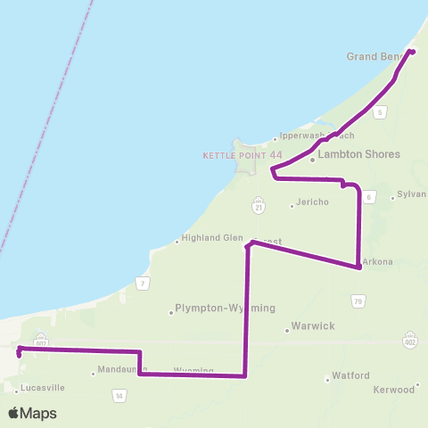 Huron Shores Area Transit Grand Bend - Sarnia map