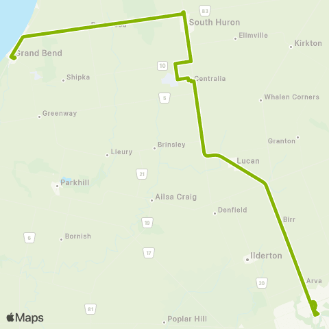 Huron Shores Area Transit London - Grand Bend map
