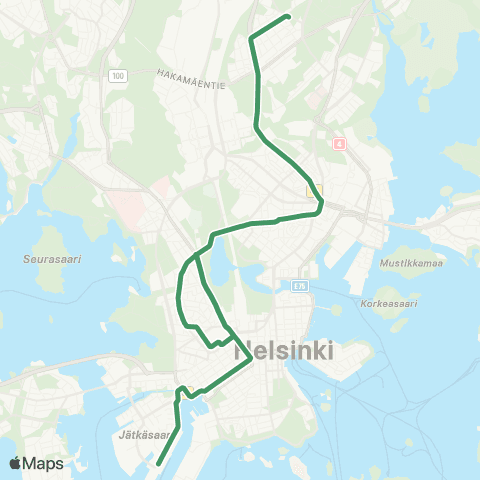 HSL Eira - Kamppi (M) - Töölö - Sörnäinen (M) - Käpylä map
