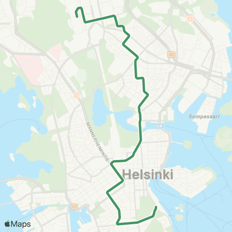 HSL Olympiaterm. - Eira - Päärautatieas. - Kallio - Kuusitie map