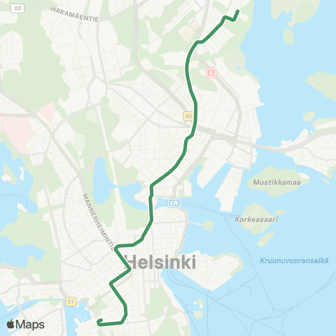HSL Eiranranta - Rautatieasema - Sörnäinen (M) - Arabia map