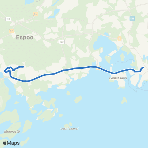 HSL Kamppi-Saunalahti-Kurttila map