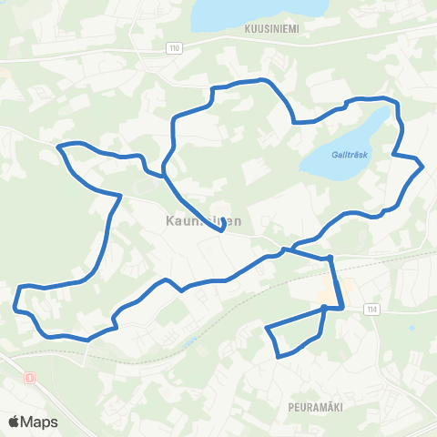 HSL Kirkkotie-Gallträsk-Kasavuori-Kirkkotie map