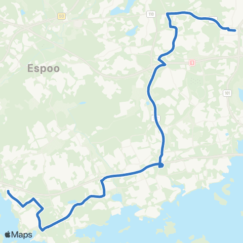 HSL Leppävaara-Karamalmi-Kaitaa-Soukka-Espoonlahti-Kivenlahti map