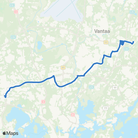 HSL Hakunila-Malmi-Maunula-Leppävaara map
