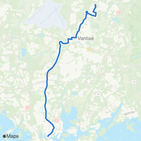 HSL Hakaniemi-Peijas map