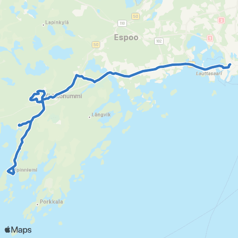 HSL Matinkylä (M)-Masala-Kirkkonummi-Upinniemi map