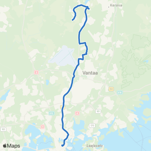 HSL Hakaniemi-Hyrylä map