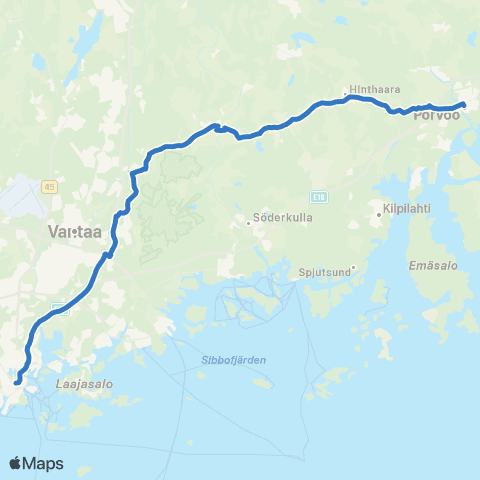 HSL Rautatientori-Jokivarsi-Nikkilä-Hinthaara-Porvoo map