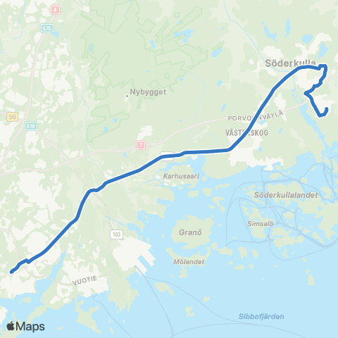 HSL Itäkeskus–Söderkulla–Eriksnäs map