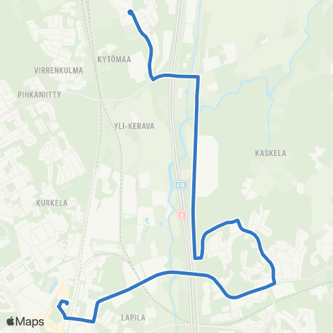 HSL Kytömaa-Päivölä-Keravan asema map