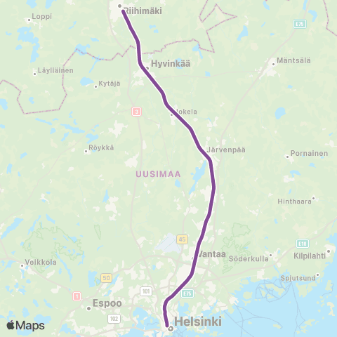 HSL Helsinki-Riihimäki map