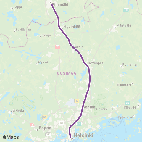 HSL Helsinki-Riihimäki map