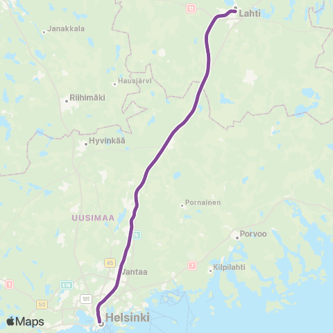 HSL Helsinki-Lahti map