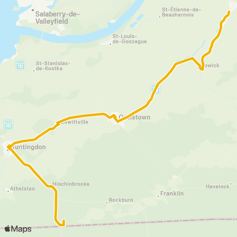 MRC du Haut-Saint-Laurent Ligne jaune map