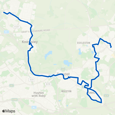 Huyton Travel Prescot Bus Station - Church Street map