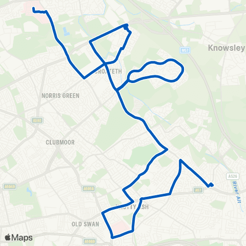 Huyton Travel Stockbridge Ln - Aintree University Hosp map