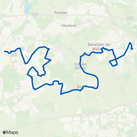 Huyton Travel Chalon Way W - Newton-Le-Willows Rail Sta map