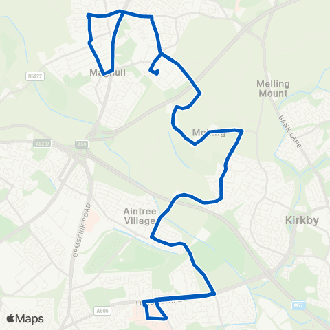Huyton Travel Aintree Univ Hosp - Aintree Univ Hosp map