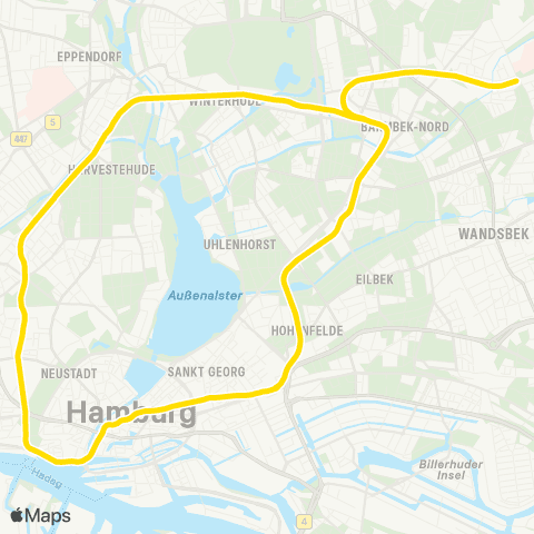 HVV Barmbek > Schlump > Hauptbahnhof Süd > Wandsbek-Gartenstadt map