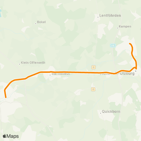 AKN Ulzburg Süd > Barmstedt > Elmshorn map