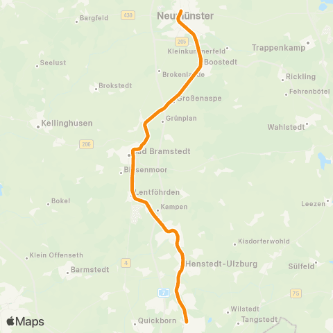 AKN Norderstedt Mitte > Quickborner Straße > Kaltenkirchen > Neumünster map