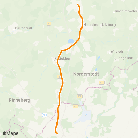 AKN Eidelstedt > Ulzburg Süd > Kaltenkirchen map