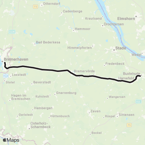 HVV Bremerhaven > Bremervörde > Buxtehude map