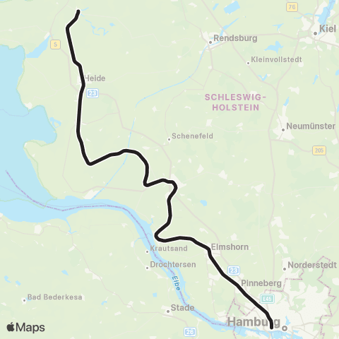 HVV Westerland > Elmshorn > Hamburg-Altona map