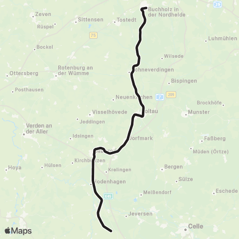 HVV Hamburg-Harburg > Buchholz > Soltau > Hannover map