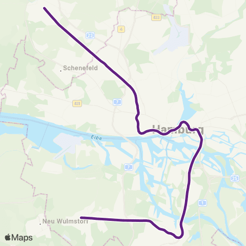 HVV Pinneberg > Elbgaustraße > Altona > Jungfernstieg > Hamburg Hbf > Neugraben map