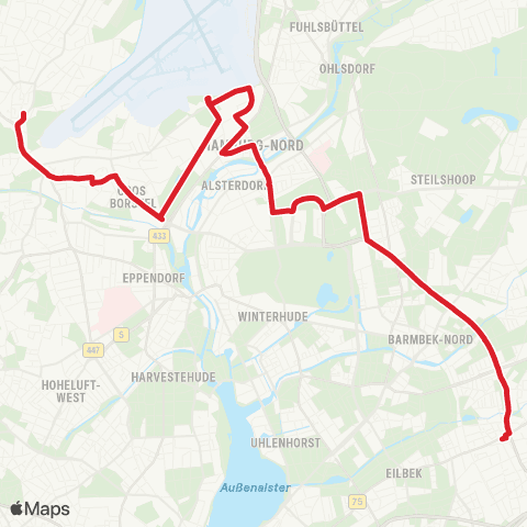 HVV MetroBus Niendorf Markt > Rübenkamp > Wandsbek Markt map