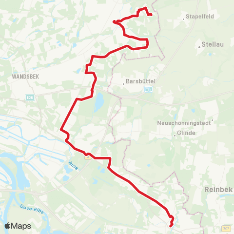 HVV MetroBus Bf. Tonndorf / Gewerbepark Merkur > Bf. Rahlstedt > Jenfeld > Billstedt > Bf. Bergedorf map