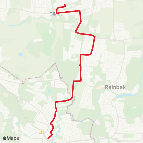StadtBus/RegionalBus (Hamburg) Glinde > Industriegebiet Reinbek > Bf. Bergedorf map