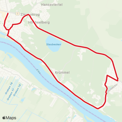 StadtBus/RegionalBus (Hamburg) Geesthacht, Zob > Tesperhude > Grünhof > Geesthacht, Fährstraße > Geesthacht, Zob map