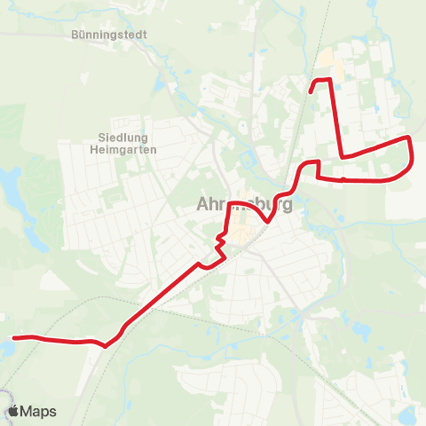 StadtBus/RegionalBus (Hamburg) Wulfsdorf, Allmende >Bf. Ahrensburg > Bf. Gartenholz map