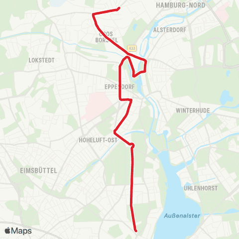 StadtBus/RegionalBus (Hamburg) AM Licentiatenberg > Lattenkamp > Eppendorf > Klosterstern > Bf. Dammtor map